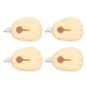 4 Pcs Mini Box Cutters Retractable, Utility Knife Letter Opener, Cream Yellow