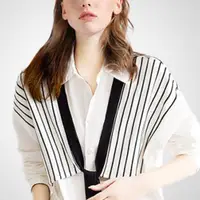 在飛比找ETMall東森購物網優惠-小眾個性黑白條紋撞色寬松襯衫