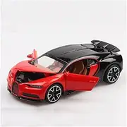 Die-cast 1:32 for Bugatti Chiron Car Model Alloy Diecast Sports Cars Pull Back Sound Light 3 Doors Opened Simulation Supercars Miniature Vehicle(Red)