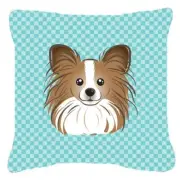 Carolines Treasures BB1186PW1414 Checkerboard Blue Papillon Fabric Decorative...