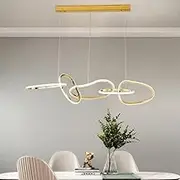 BAMDECOR Nordic Minimalist LED Pendant Light Adjustable Modern Ring Chandelier for Dining Room and Bar (Titanum Gold) (150cm)