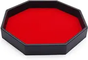 Dice Board Made of Dice Board Dice Tray PU Leather and Velvet Octagon Dice Tray Dice Tray for Table Games Such as Kniffel DND D&D - Dice Tray in Black Red 29 cm