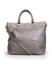 Grey Leather Open Tote