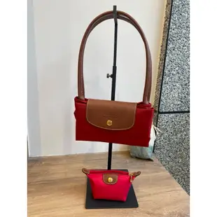 全新正品 LONGCHAMP 長把尼龍手提包 實用包款（正紅色）/迷你水餃拉鍊零錢包