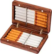 [Lorxilar] Cigarette Case Wooden Cigarette Box Holder Rosewood Magnetic Switch for 10/16 Cigarettes,M,Brown
