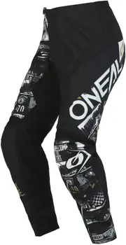 Oneal Element Attack Motocross Pants, black-white, Size 32 Black White