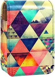 Makeup Organizer,Makeup Lipstick Case for Outside Mini Bag Travel Cosmetic Pouch,Art Abstract Triangle Print