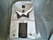 Men's 4PC Tuxedo Shirt Set, W/Cuff Links by J. Ferrar Big & Tall-Size 20 / 34-35