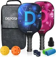 Pickleball Paddles Set of 2, USEPA Approved Fiberglass and Graphite Pickleball Paddle Face for Professional and Beginner Men and Women Outdoor Sports Pickleball Game