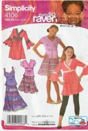 Simplicity 4106 ©2006 THAT'S SO RAVEN Skirt, Pants, Top, Size 8.5"-16.5", FF