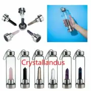 Top！Natural Elixir Quartz Crystal Obelisk Water Bottle Rock Point Reiki Healing
