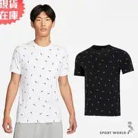 在飛比找Yahoo奇摩購物中心優惠-Nike 男裝 短袖上衣 棉質 滿版 黑/白【運動世界】DR