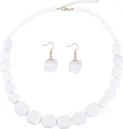 [CTIRCHIU] 1set Exaggerated Acrylic Bead Necklace Earrings Kit Stylish Party Jewelry Women for Festivals Daily Wear Unique Structure for Necklace Earrings