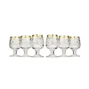 Modern Russian Cut Crystal Sherry Shot Glass Gold Rim - 1oz, 35ml, Set of 6