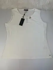 Tommy Hilfiger Size L Casual Top Sleeveless White Stretch Pullover NWT
