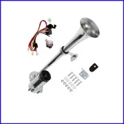 High Volume Chrome Train Horn Kit with Integrated Compressor for 12V Vehicles