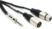 Pro Co IPTBQXFXM-5 1/4" TRS Male to Dual XLR Male/Female Insert Cable - 5'