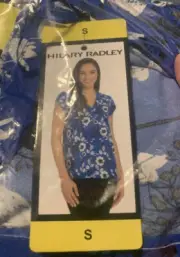 Hilary Radley Ladies V-Neck Short Sleeve Top Size S Floral Print