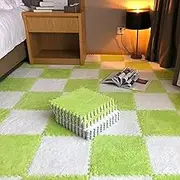 Plush Puzzle Foam Floor Mat, 11.8x11.8in Soft Anti-Slip Puzzle Area Rug Playmat for Room, Interlocking Carpet Tiles, Play Mat Area Rugs for Home Playroom (J,20Pcs)