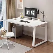 Home Office Desk, Computer Desk, Wood Dormitory Study Desk, Writing, Bedroom Desk A126 (J White + White, 100X50X73CM)