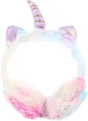[LIFKOME] Foldable Unicorn Earmuffs for Boys Girls Plush Winter Warm Ear Muffs Outdoor Ear Warmers Covers Headband Kids Soft