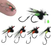 Qikam Fly Fishing Poppers,5 Fly Assortment Dry Fly - Handmade Fly Fishing Kit Bright Colors Enhanced Attraction for Saltwater and Freshwater