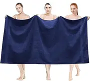 [LINENOVA] 2 Pack Large Bath Towels 90x180cm, 100% Cotton 550GSM Bath Sheet Soft Absorbent Quick Dry Extra Large Jumbo Beach Towels Set for Bathroom Spa, Hotel - Navy
