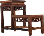 ERINGOGO Wood Base Riser Stand for Vases Antique Collectibles Crafts Sturdy Retro Display Base with Engraved Design for Home Decor Tabletop Use