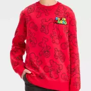 Boys Super Mario Fleece Pullover Sweatshirt - Red Size S