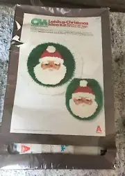 Vintage Columbia-Minerva CM Christmas Latch Hook Bath Mat and Lid Cover Kit NEW