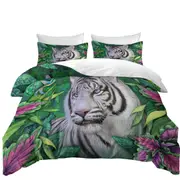 Wild Animals Art Tropical White Tiger Quilt Cover