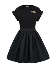 Alexander McQueen Seal-Logo Panelled Crewneck Mini Dress IT38 black