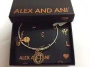 Alex and Ani Initial O Charm Bangle Bracelet Two-Tone
