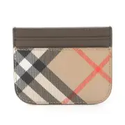 Burberry Check Card Case Accessories Pvc Coated Canvas Leather Women'S Beige / B