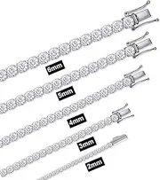 [SAVEARTH DIAMONDS] 'Round Cut Lab Created Moissanite Diamond Tennis Bracelet Jewelry For Men Women In 14K White Gold Plated 925 Sterling Silver VVS1 Clarity 2.00 Ct To 26.25Ct, 2MM To 6MM Width, 6.5'' To 8'''
