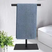 Towel Racks Hand Towel Stand, Countertop T-Shape Stainless Steel Free Towel Rack Stand Storage for Table, Black Towel Ladder Hanger Bar Drying with Heavy Base for Bathroom Kitchen, Bathroom Decor