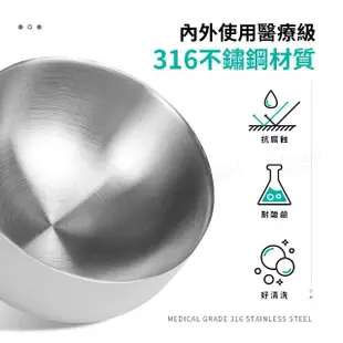 厚實316不鏽鋼雙層隔熱碗14cm3入組