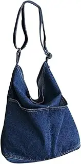 [GAROZATION] Travel Tote Bag for Women Denim Canvas Handbag Multiple Pockets for Daily Use