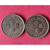 在飛比找蝦皮購物優惠-082香港1990年伍毫銅幣。2枚合拍，保真。