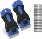 2PACK Razor Blade Scraper Tool with 30Pcs Stainless Steel Blades for Glass