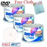 150 Smartbuy White Inkjet Hub Printable DVD+R DL 8x 8.5GB Disc+Micro Fiber Cloth