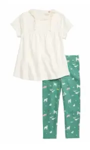 MINI BODEN 2PC Set 0-3 Month Baby Girl Yoke Top FARM Legging PIG SHEEP LAMP DUCK