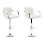 Set of 2 Bar Stools Gas lift Swivel - Steel and White