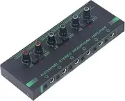 Headphone Amplifier 6 Channel, Aluminum Alloy 1 in 6 Out Stereo Audio Amplifier,Mini Earphone Splitter with Type C Power Supply, 3.5mm x 6 6.35mm x 6 Output Jack for Mic