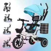 Kids Tricycle Bike Reverse Toddler Trike Ride-On Baby Prams Toy Stroller Blue