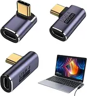 Right Angle USB C Adapter, 3PCS USB C Adapter, USBC Adapter, 90 Degree Right/Middle/Side Angle USB-C Male to USB-C Female Adapter, 90 Degree Right Angle Type C Male to Female