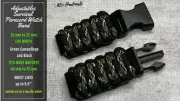 20 22 mm Olive Green Camo Black Lines Adjustable Survival Paracord Watch Band