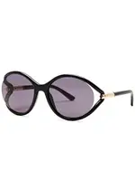 Tom Ford Melody Round-frame Sunglasses, Sunglasses, Black, Round Frame, Designer-engraved Lens, 100% UV Protection ONE SIZE