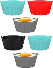 6 Pack Air Fryer Egg Moulds - Air Fryer Egg Poacher - Heat-Resistant Round Silicone Ramekins - Silicone Egg Poaching Cups for Air Fryer
