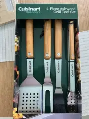 Cuisinart Spatula Locking Tongs Fork Basting Brush 4-Piece Grill Tool Set